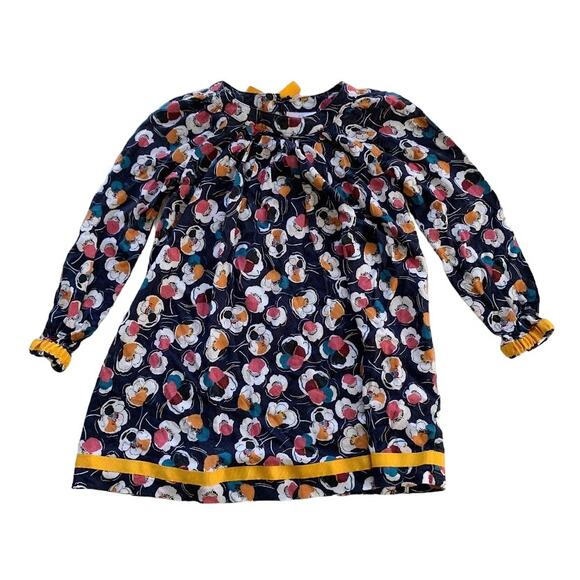 Hanna Anderson Floral Shift Dress Girls 5 110 Multicolor Long Sleeve Bow Unlined - Picture 1 of 9